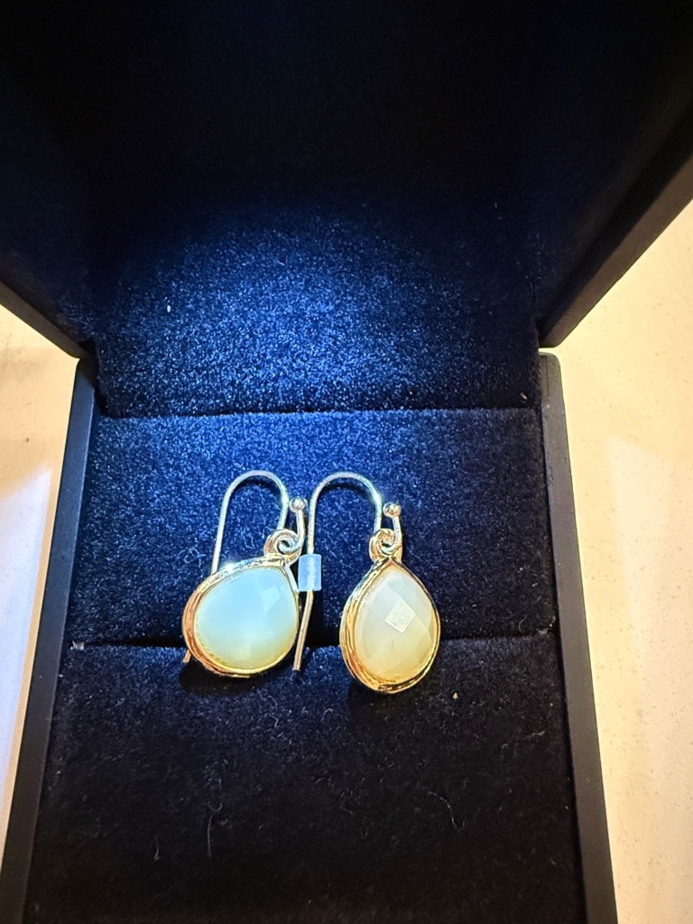 Gold Teardrop Opal-Look Dangle Earrings - Elegant Women's Jewelry